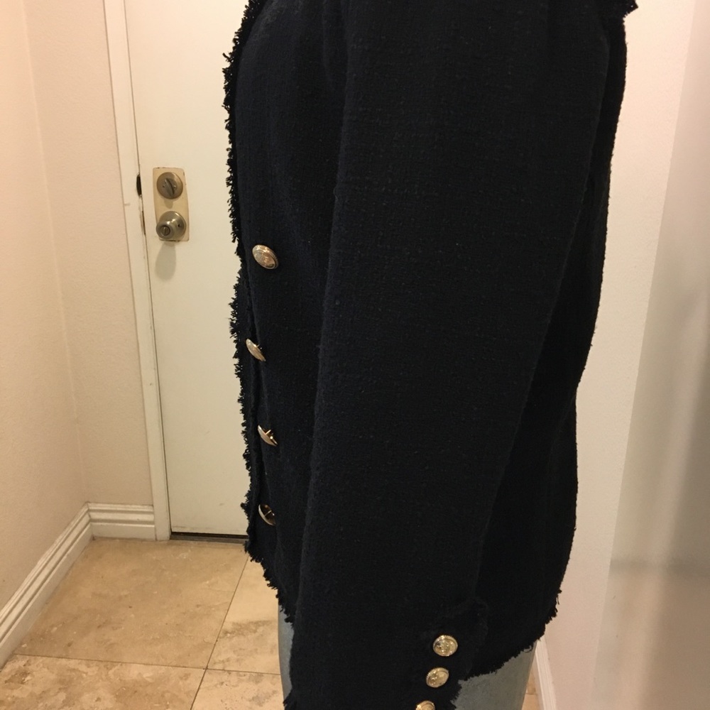 NWT classic black textured jacket w/gold buttons - Picture 8 of 8